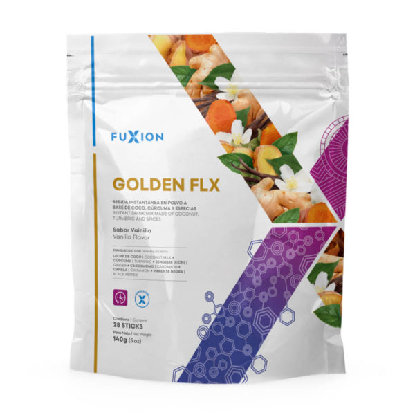 Golden FLX: Enhance Joint Flexibility & Mobility, Harness Antioxidant Benefits with Organic Coconut Oil and Delicious Vanilla Flavor. It highlights the goal of improving joint flexibility and mobility, emphasizes the inclusion of organic coconut oil for antioxidant support, and mentions the appealing vanilla flavor.